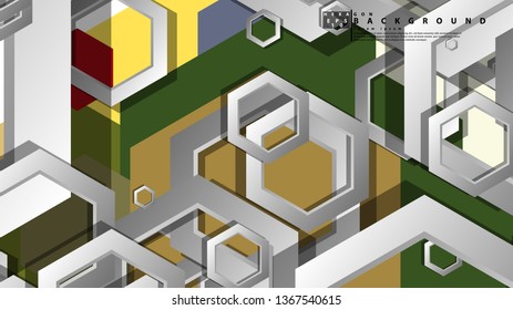 Abstract geometric background with hexagon, middle ages color composition. Vector illustration