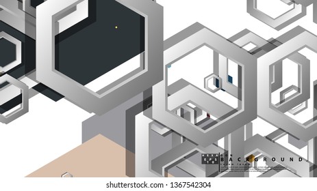Abstract geometric background with hexagon, middle ages color composition. Vector illustration