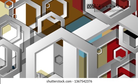 Abstract geometric background with hexagon, middle ages color composition. Vector illustration