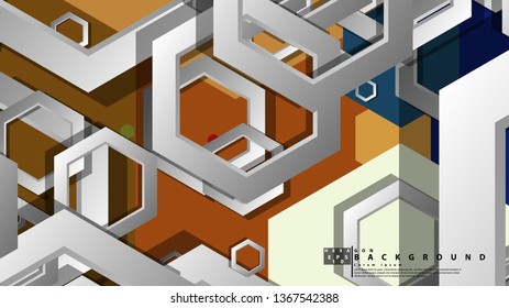 Abstract geometric background with hexagon, middle ages color composition. Vector illustration
