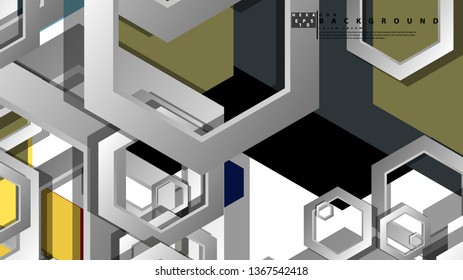 Abstract geometric background with hexagon, middle ages color composition. Vector illustration