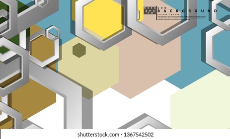Abstract geometric background with hexagon, middle ages color composition. Vector illustration