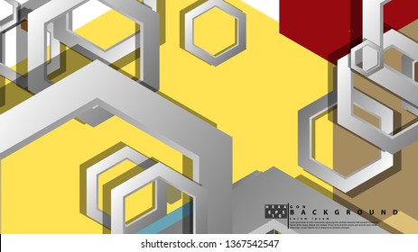 Abstract geometric background with hexagon, middle ages color composition. Vector illustration