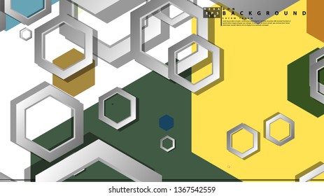 Abstract geometric background with hexagon, middle ages color composition. Vector illustration