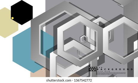 Abstract geometric background with hexagon, middle ages color composition. Vector illustration
