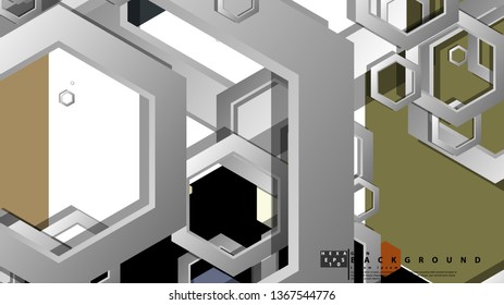 Abstract geometric background with hexagon, middle ages color composition. Vector illustration