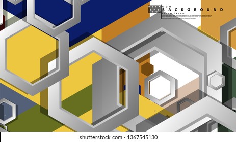 Abstract geometric background with hexagon, middle ages color composition. Vector illustration