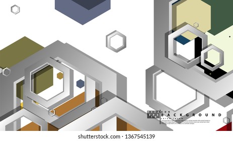 Abstract geometric background with hexagon, middle ages color composition. Vector illustration