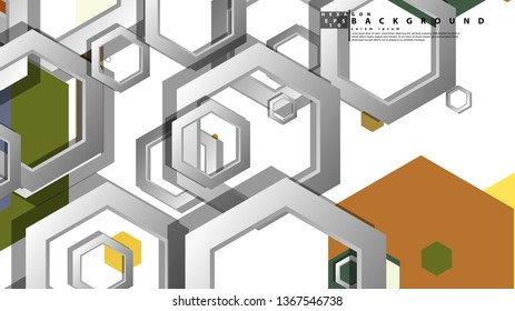 Abstract geometric background with hexagon, middle ages color composition. Vector illustration