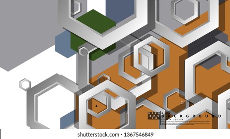 Abstract geometric background with hexagon, middle ages color composition. Vector illustration