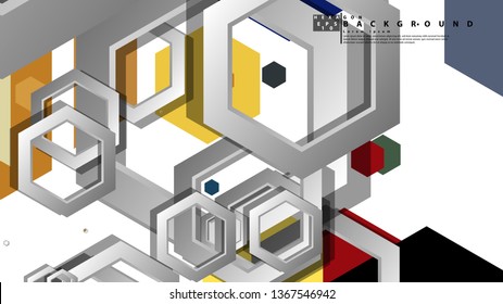 Abstract geometric background with hexagon, middle ages color composition. Vector illustration