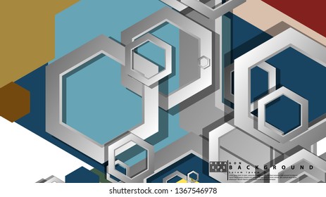 Abstract geometric background with hexagon, middle ages color composition. Vector illustration