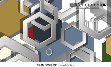 Abstract geometric background with hexagon, middle ages color composition. Vector illustration