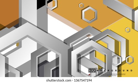 Abstract geometric background with hexagon, middle ages color composition. Vector illustration