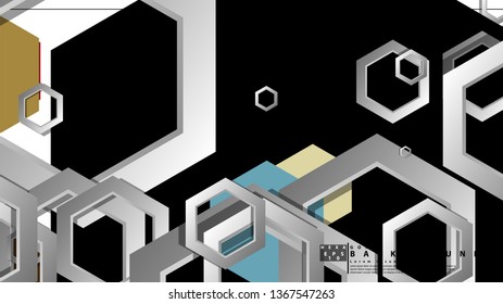 Abstract geometric background with hexagon, middle ages color composition. Vector illustration