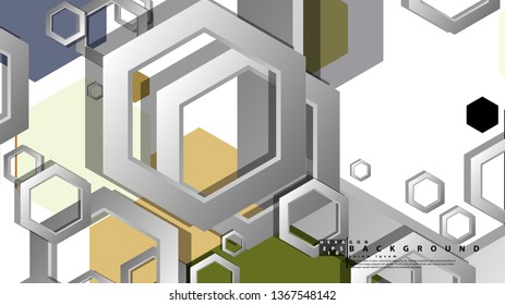 Abstract geometric background with hexagon, middle ages color composition. Vector illustration
