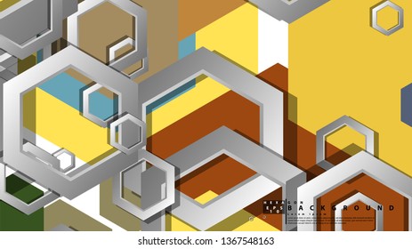 Abstract geometric background with hexagon, middle ages color composition. Vector illustration