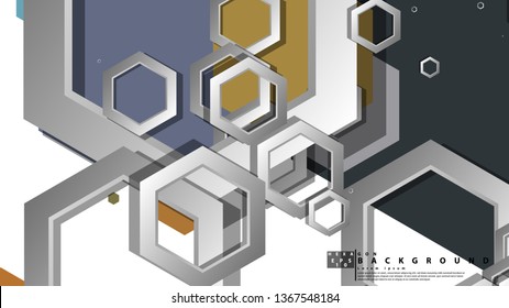 Abstract geometric background with hexagon, middle ages color composition. Vector illustration