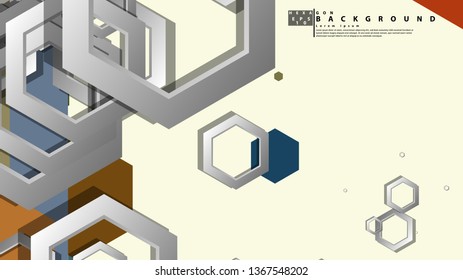 Abstract geometric background with hexagon, middle ages color composition. Vector illustration