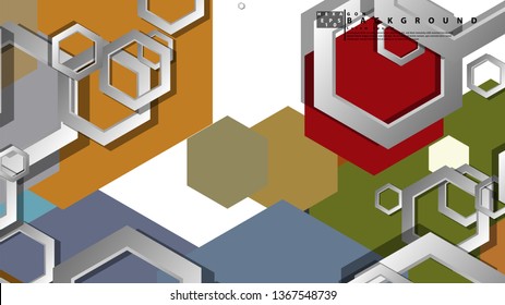Abstract geometric background with hexagon, middle ages color composition. Vector illustration