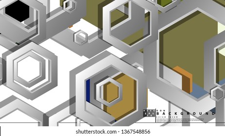 Abstract geometric background with hexagon, middle ages color composition. Vector illustration