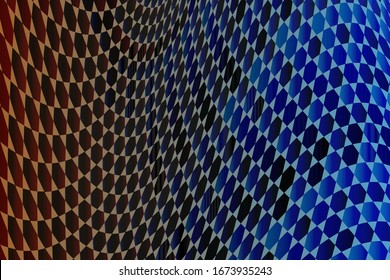 Abstract geometric background, hexagon on a blue and orange gradient background