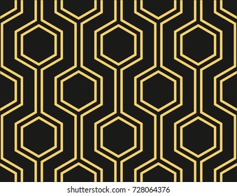 Abstract geometric background. Hexagonal mesh with embedded cells. Vector seamless illustration. Rhythmic repeating pattern. Modern style for geometric templates.Set