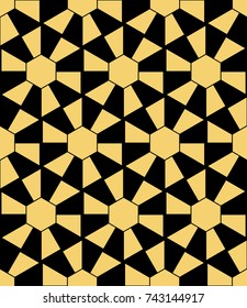 Abstract geometric background. Hexagonal mesh with embedded cells. Vector seamless illustration. Rhythmic repeating pattern. Modern style for geometric templates.Set