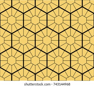 Abstract geometric background. Hexagonal mesh with embedded cells. Vector seamless illustration. Rhythmic repeating pattern. Modern style for geometric templates.Set