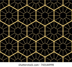 Abstract geometric background. Hexagonal mesh with embedded cells. Vector seamless illustration. Rhythmic repeating pattern. Modern style for geometric templates.Set
