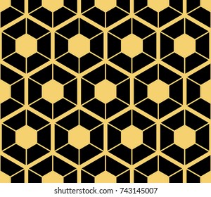 Abstract geometric background. Hexagonal mesh with embedded cells. Vector seamless illustration. Rhythmic repeating pattern. Modern style for geometric templates.Set