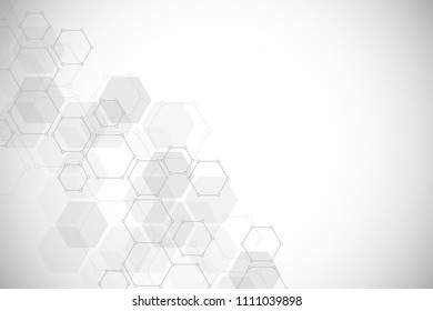 Abstract geometric background. Hexagons design for medical, science and digital technology. Molecular structure and molecule dna