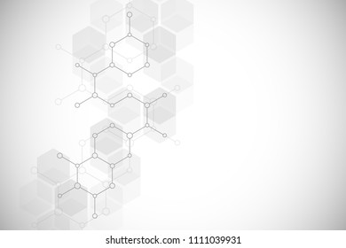 Abstract geometric background. Hexagons design for medical, science and digital technology. Molecular structure and molecule dna