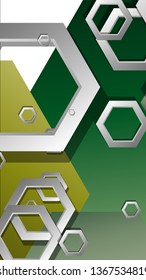 Abstract geometric background with hexagons, foliage color composition. Vector illustration