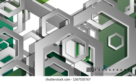 Abstract geometric background with hexagons, foliage color composition. Vector illustration