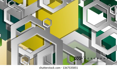 Abstract geometric background with hexagons, foliage color composition. Vector illustration