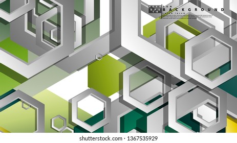 Abstract geometric background with hexagons, foliage color composition. Vector illustration