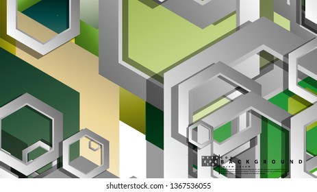 Abstract geometric background with hexagons, foliage color composition. Vector illustration