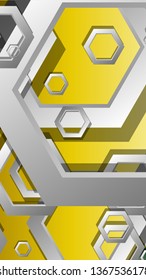 Abstract geometric background with hexagons, foliage color composition. Vector illustration