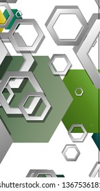 Abstract geometric background with hexagons, foliage color composition. Vector illustration