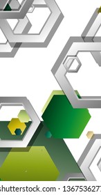 Abstract geometric background with hexagons, foliage color composition. Vector illustration