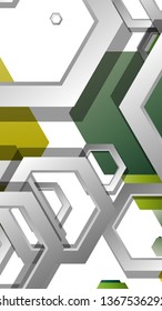 Abstract geometric background with hexagons, foliage color composition. Vector illustration