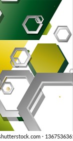 Abstract geometric background with hexagons, foliage color composition. Vector illustration