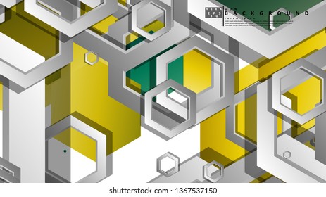 Abstract geometric background with hexagons, foliage color composition. Vector illustration
