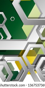 Abstract geometric background with hexagons, foliage color composition. Vector illustration