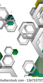Abstract geometric background with hexagons, foliage color composition. Vector illustration