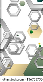 Abstract geometric background with hexagons, foliage color composition. Vector illustration
