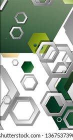 Abstract geometric background with hexagons, foliage color composition. Vector illustration