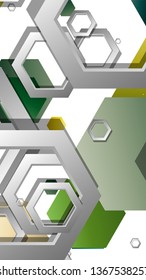 Abstract geometric background with hexagons, foliage color composition. Vector illustration
