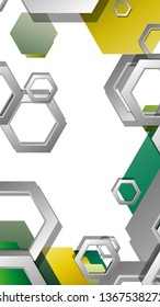 Abstract geometric background with hexagons, foliage color composition. Vector illustration
